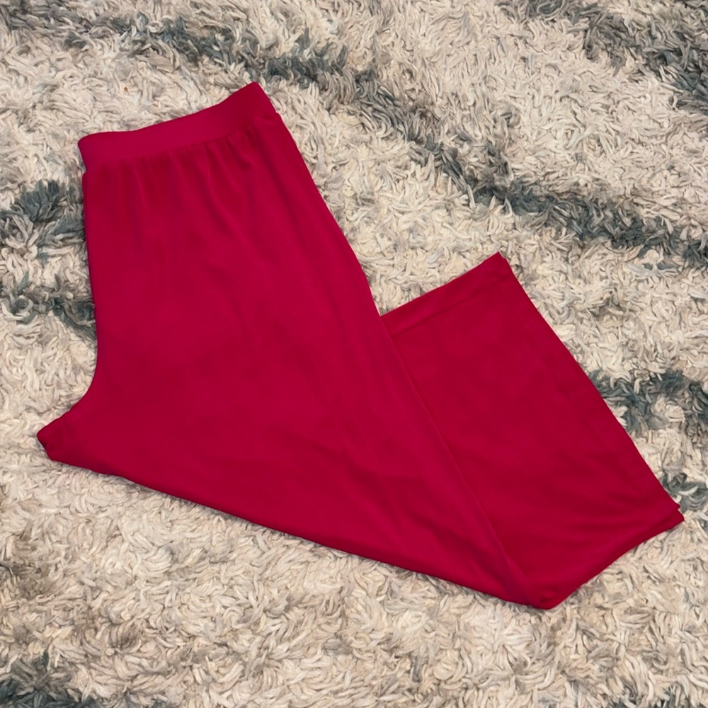 Susan Graver Regular Modern Essentials Liquid Knit Crop Pants ~ Pink Flash